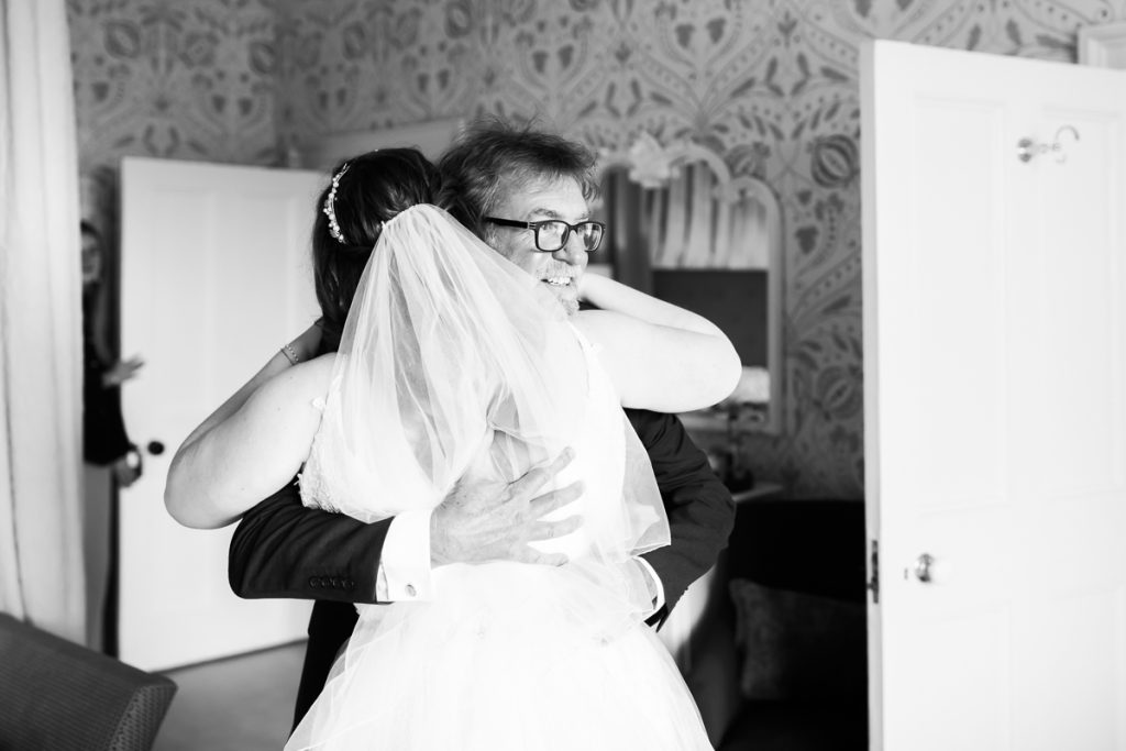 wedding photography at hodsock priory. Father of the bride reaction