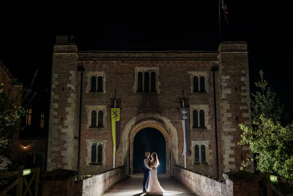 wedding photography at hodsock priory at night time